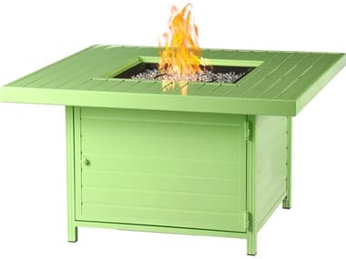 Oakland Living Square 42 in. x 42 in. Aluminum Propane Fire Pit Table with Glass Beads OLATHENSFPTGREEN