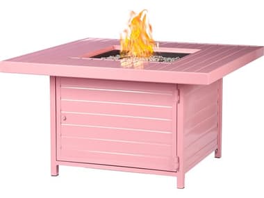 Oakland Living Square 42 in. x 42 in. Aluminum Propane Fire Pit Table with Glass Beads OLATHENSFPTPINK