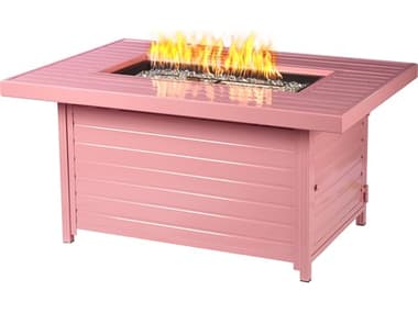 Oakland Living Rectangular 48 in. x 36 in. Aluminum Propane Fire Pit Table OLBERLINFPTPINK
