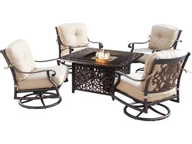 Oakland Living Aluminum 42'' Square Fire Table Set OLCANYONMAYAN5PCAC
