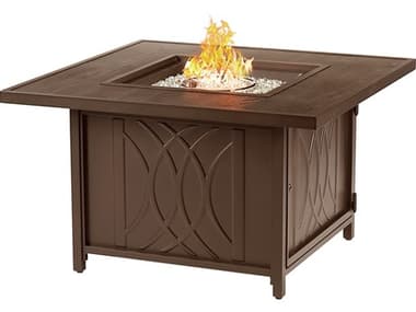 Oakland Living Square 42 in. x 42 in. Aluminum Propane Fire Pit Table with Glass Beads OLCAVEFPTBN