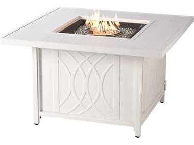 Oakland Living Square 42 in. x 42 in. Aluminum Propane Fire Pit Table with Glass Beads OLCAVEFPTWT