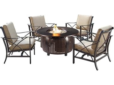 Oakland Living Aluminum 44'' Round Fire Table Set OLCHILECLIFF5PCAC