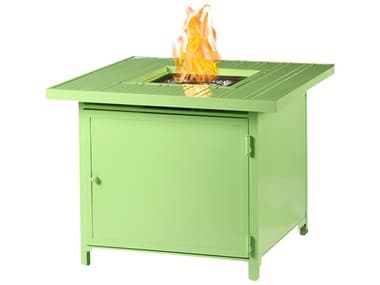 Oakland Living Square 32 in. x 32 in. Aluminum Propane Fire Pit Table with Glass Beads OLCHOLULAFPTGREEN