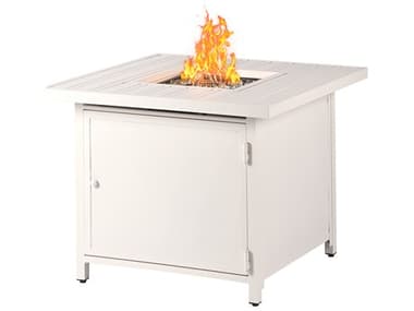 Oakland Living Square 32 in. x 32 in. Aluminum Propane Fire Pit Table with Glass Beads OLCHOLULAFPTWT