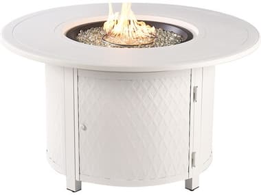 Oakland Living Round 44 in. x 44 in. Aluminum Propane Fire Pit Table with Glass Beads OLDELASKOFPTWT