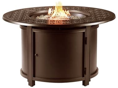 Oakland Living Round 44 in. x 44 in. Aluminum Propane Fire Pit Table with Glass Beads OLDUBAIFPTBN