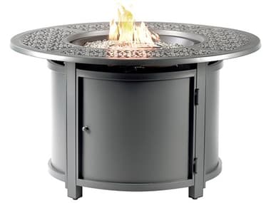 Oakland Living Round 44 in. x 44 in. Aluminum Propane Fire Pit Table with Glass Beads OLDUBAIFPTGY