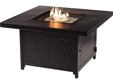 Oakland Living Square 42 in. x 42 in. Aluminum Propane Fire Pit Table with Glass Beads OLFAROFPTAC