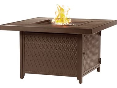 Oakland Living Square 42 in. x 42 in. Aluminum Propane Fire Pit Table with Glass Beads OLFAROFPTBN