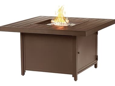 Oakland Living Square 42 in. x 42 in. Aluminum Propane Fire Pit Table with Glass Beads OLHANOIFPTBN