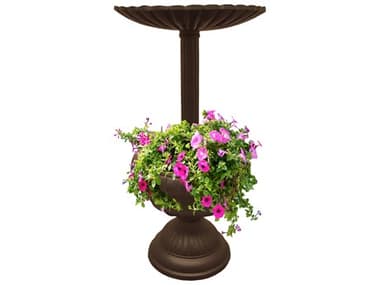 Oakland Living Ornate Round Cast Aluminum 35'' Brown Bird Bath and Planter Vase Combo OLLACYBBPTBROWN
