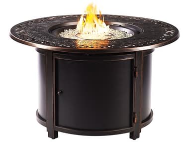 Oakland Living Round 44 in. x 44 in. Aluminum Propane Fire Pit Table with Glass Beads OLLIMAFPTAC