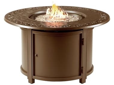 Oakland Living Round 44 in. x 44 in. Aluminum Propane Fire Pit Table with Glass Beads OLLIMAFPTBN