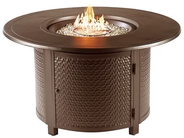 Oakland Living Round 44 in. x 44 in. Aluminum Propane Fire Pit Table with Glass Beads OLMATERAFPTBN