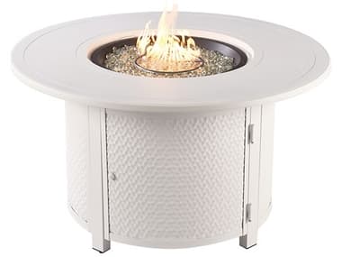 Oakland Living Round 44 in. x 44 in. Aluminum Propane Fire Pit Table with Glass Beads OLMATERAFPTWT