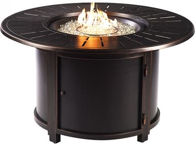 Oakland Living Aluminum 44 in. Round Propane Fire Table with Fire Beads OLNOBUFPTAC