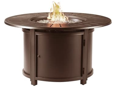 Oakland Living Round 44 in. x 44 in. Aluminum Propane Fire Pit Table with Glass Beads OLNOBUFPTBN