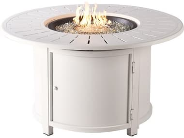 Oakland Living Round 44 in. x 44 in. Aluminum Propane Fire Pit Table with Glass Beads OLNOBUFPTWT