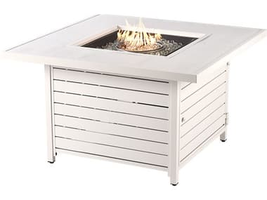 Oakland Living Square 42 in. x 42 in. Aluminum Propane Fire Pit Table with Glass Beads OLNORDICFPTWT