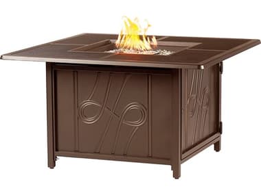 Oakland Living Square 42 in. x 42 in. Aluminum Propane Fire Pit Table with Glass Beads OLREGISFPTBN