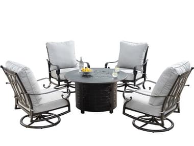 Oakland Living Aluminum 44'' Round Fire Table Set OLRICARICO5PCAC