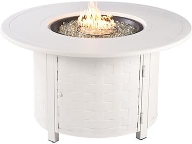 Oakland Living Round 44 in. x 44 in. Aluminum Propane Fire Pit Table with Glass Beads OLRICOFPTWT