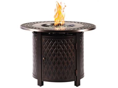 Oakland Living Aluminum 34 in. Round Propane Fire Table with Fire Beads OLRITZFPTAC