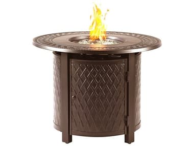 Oakland Living Round 34 in. x 34 in. Aluminum Propane Fire Pit Table with Glass Beads OLRITZFPTBN