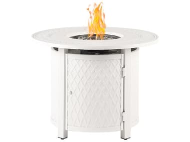 Oakland Living Round 34 in. x 34 in. Aluminum Propane Fire Pit Table with Glass Beads OLRITZFPTWT