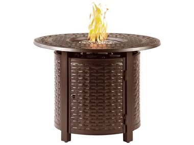 Oakland Living Round 34 in. x 34 in. Aluminum Propane Fire Pit Table with Glass Beads OLROMEROFPTBN