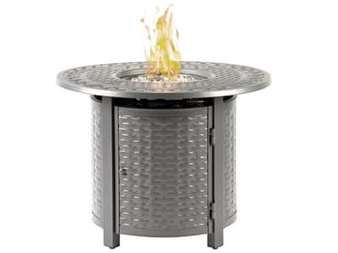 Oakland Living Round 34 in. x 34 in. Aluminum Propane Fire Pit Table with Glass Beads OLROMEROFPTGY