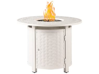 Oakland Living Round 34 in. x 34 in. Aluminum Propane Fire Pit Table with Glass Beads OLROMEROFPTWT