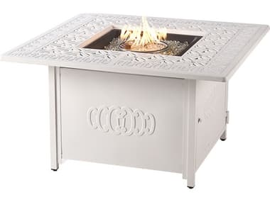 Oakland Living Square 42 in. x 42 in. Aluminum Propane Fire Pit Table with Glass Beads OLRONINFPTWT