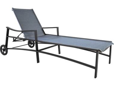 OW Lee Avana Sling Aluminum Adjustable Chaise Lounge with Wheels OW65198CHW