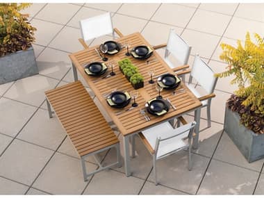 Oxford Garden Travira Aluminum Flint 6 Piece Dining Set with Natural Sling OXF5105