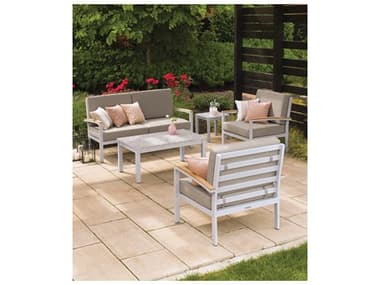 Oxford Garden Travira Aluminum Flint 5 Piece Lounge Set with Stone Cushions OXF5285