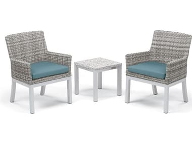 Oxford Garden Argento Wicker 3 Piece Lounge Set with Ice Blue Cushions OXF5430