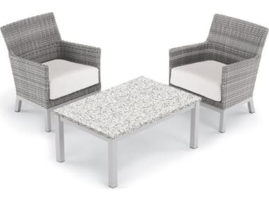 Oxford Garden Argento Wicker 3 Piece Lounge Set with Eggshell White Cushions OXF5558
