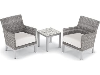 Oxford Garden Argento Wicker 3 Piece Lounge Set with Eggshell White Cushions OXF5598