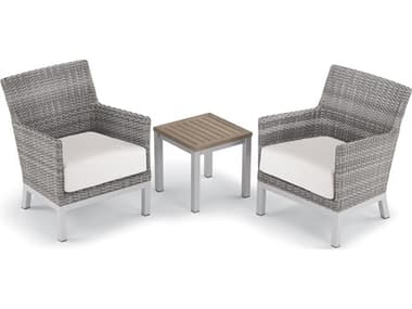 Oxford Garden Argento Wicker 3 Piece Lounge Set with Eggshell White Cushions OXF5608