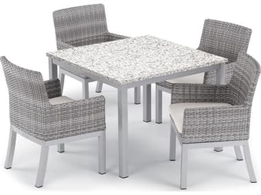 Oxford Garden Argento Wicker 5 Piece Dining Set with Eggshell White Cushions OXF5613