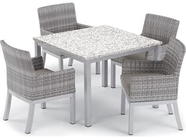 Oxford Garden Argento Wicker 5 Piece Dining Set with Stone Cushions OXF5617