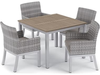 Oxford Garden Argento Wicker 5 Piece Dining Set with Stone Cushions OXF5632