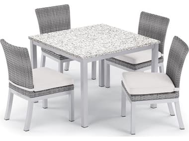 Oxford Garden Argento Wicker 5 Piece Dining Set with Eggshell White Cushions OXF5633