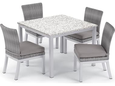 Oxford Garden Argento Wicker 5 Piece Dining Set with Stone Cushions OXF5637