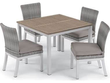 Oxford Garden Argento Wicker 5 Piece Dining Set with Stone Cushions OXF5652
