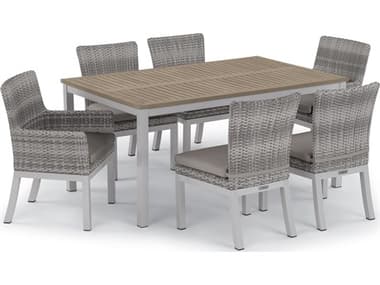 Oxford Garden Argento Wicker 7 Piece Dining Set with Stone Cushions OXF5672