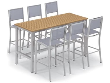 Oxford Garden Travira Aluminum Flint 7 Piece Bar Set with Slate Sling OXF5909