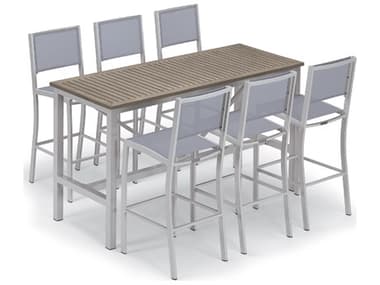 Oxford Garden Travira Aluminum Flint 7 Piece Bar Set with Slate Sling OXF5919